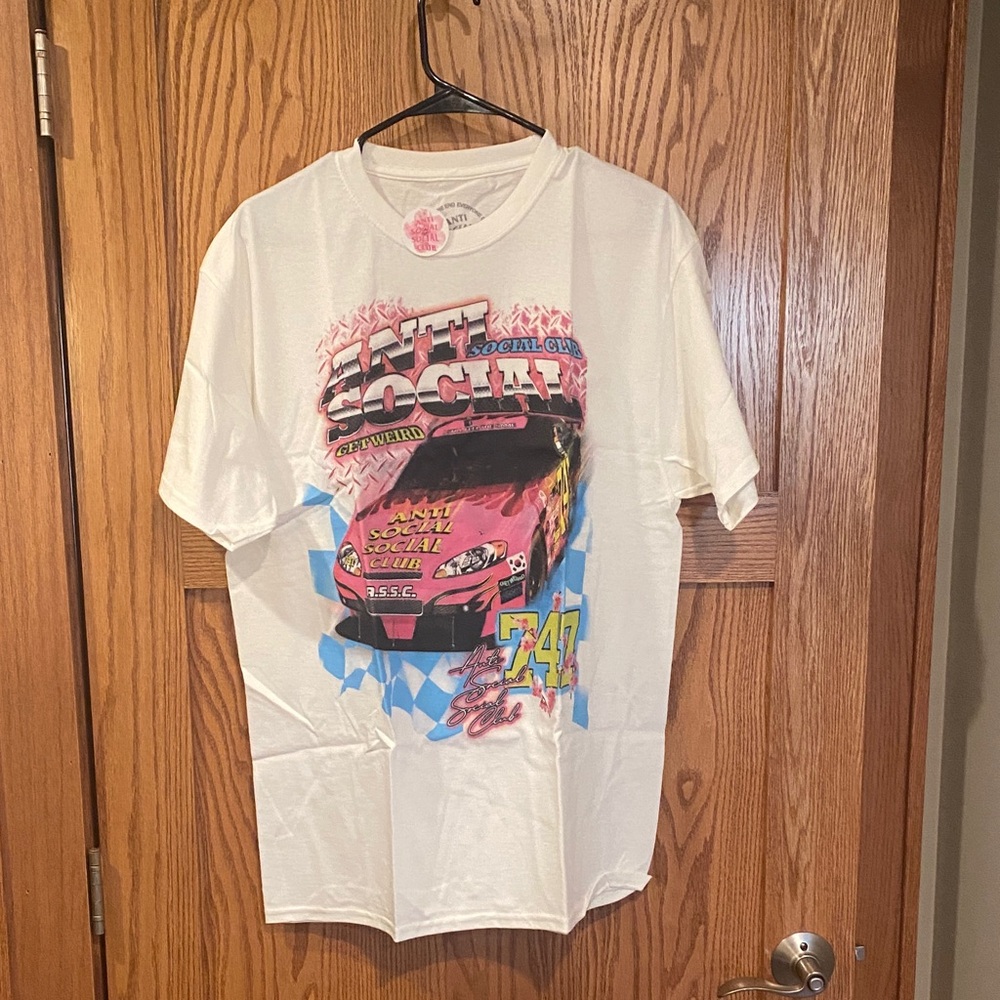 Anti Social Social Club White and Pink T-Shirt Size Large NWT